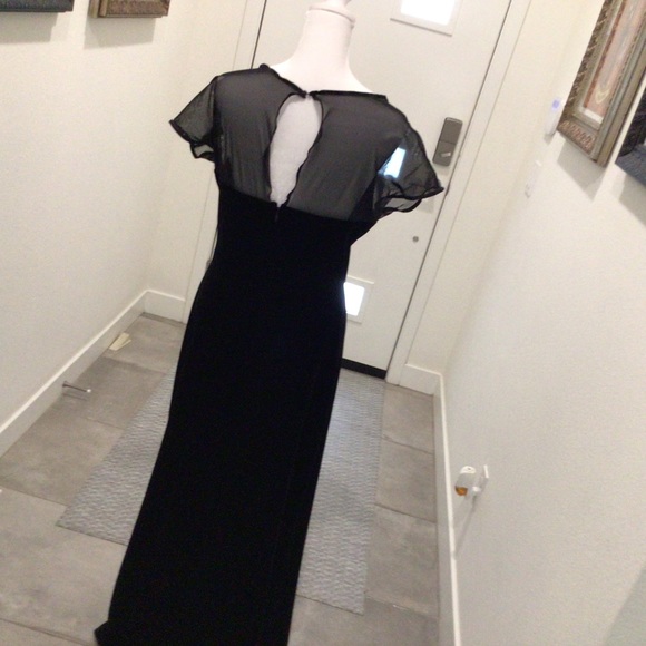 CACHET LONG VELVET DRESS WITH MESH CAP SLEEVES AND CUTOUT IN BACK - Picture 8 of 8